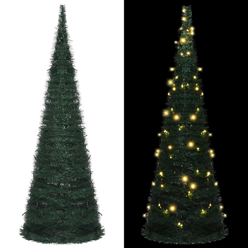 vidaXL 6' Green Pop-up String Artificial Christmas Tree With LED Lights Image