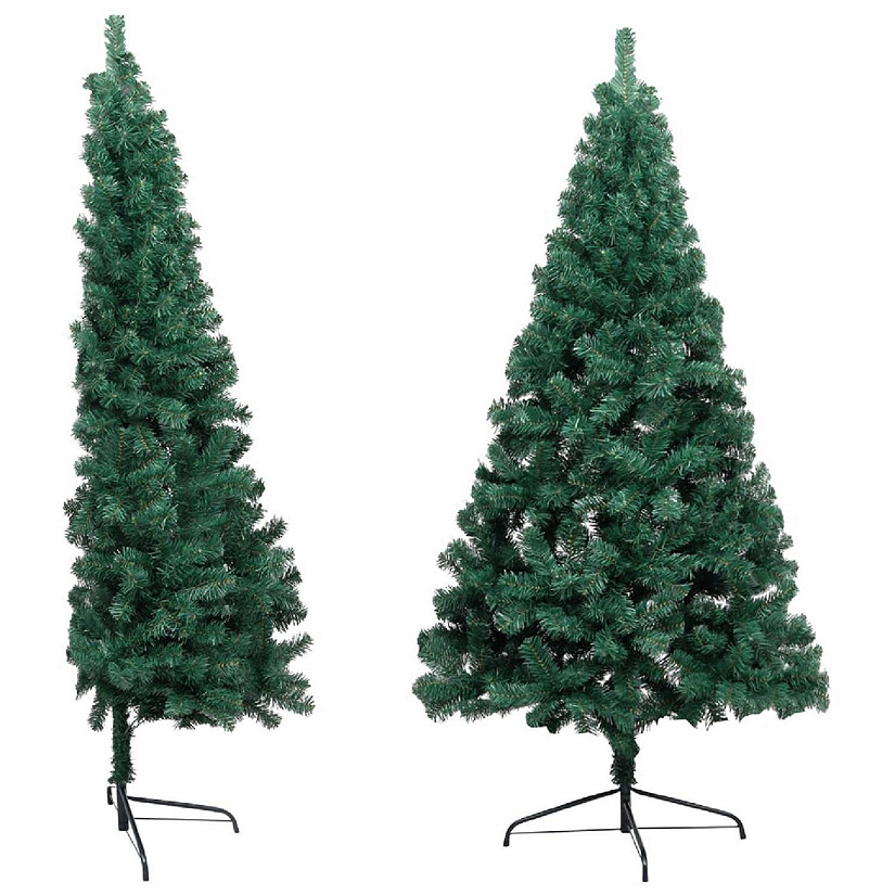 vidaXL 6' Green PVC Artificial Half Christmas Tree with Stand Image