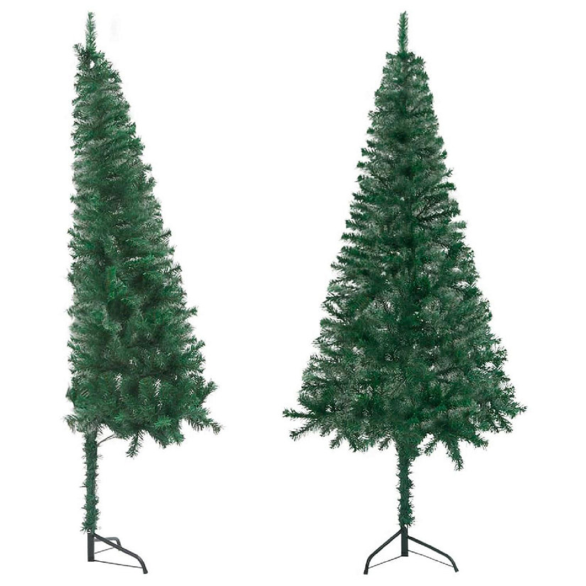 vidaXL 6' Green PVC Corner Artificial Christmas Tree Image