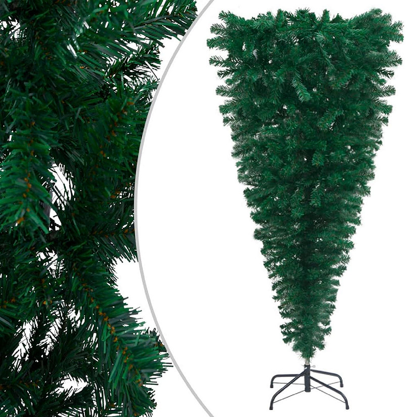 vidaXL 6' Green Upside-down Artificial Christmas Tree with Stand Image