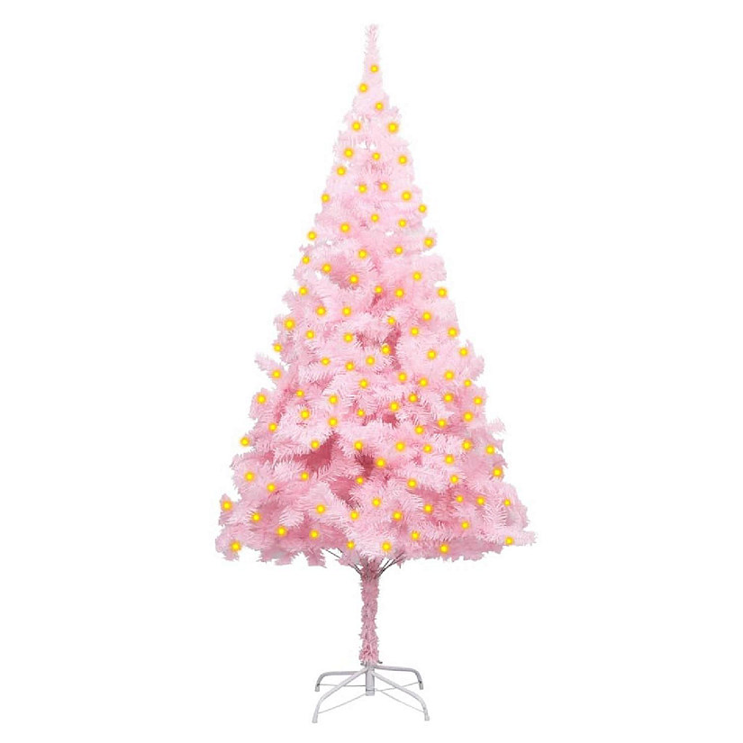 VidaXL 6' Pink Artificial Christmas Tree with LED Lights & Stand Image