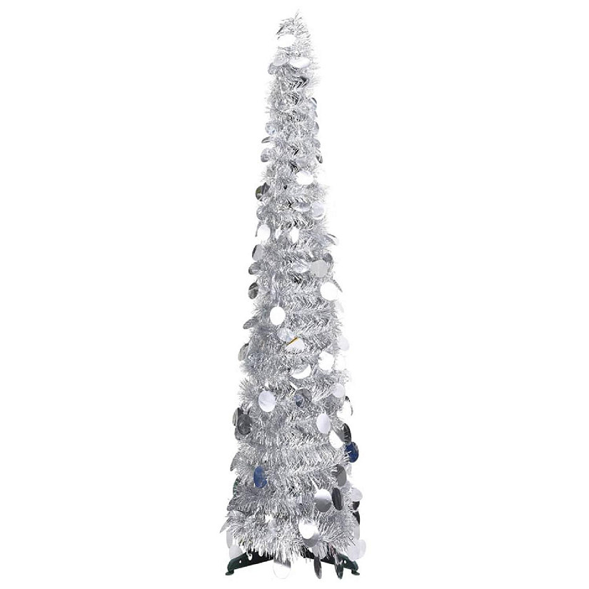 vidaXL 6' Silver PET Pop-up Artificial Christmas Tree Image
