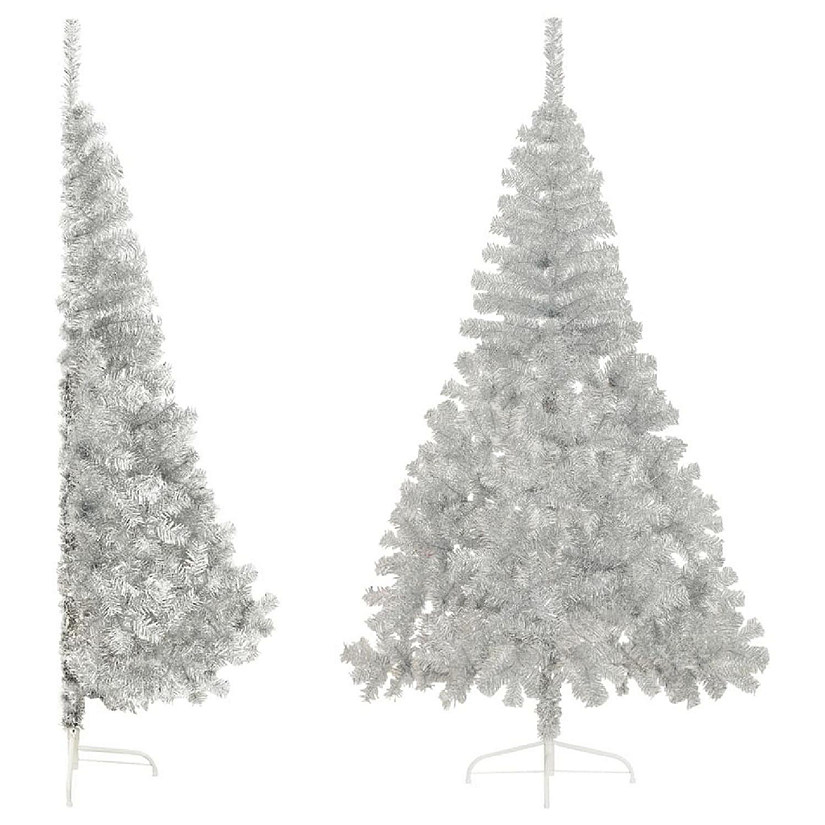 VidaXL 6' Silver PVC/Steel Artificial Half Christmas Tree with Stand