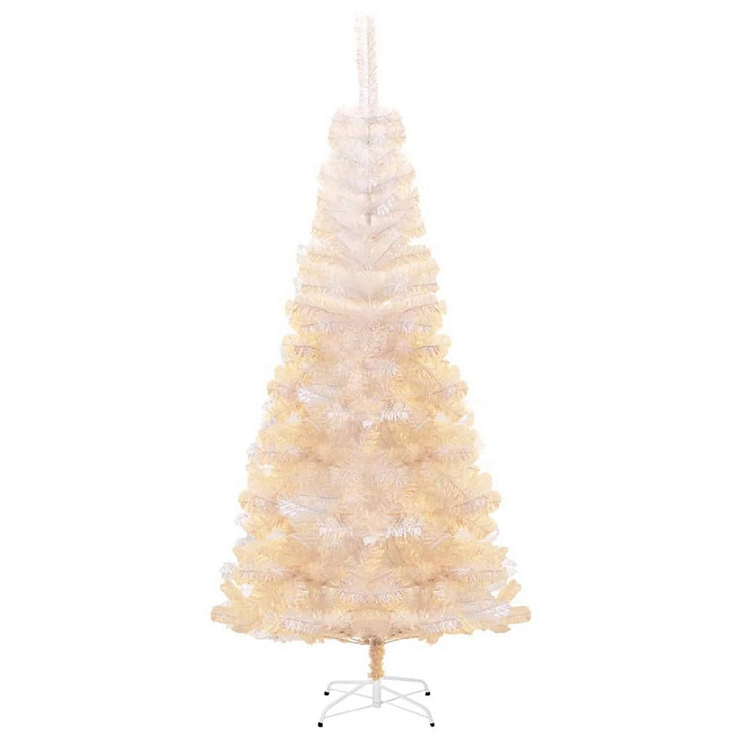 vidaXL 6' White Artificial Christmas Tree with Iridescent Tips Image