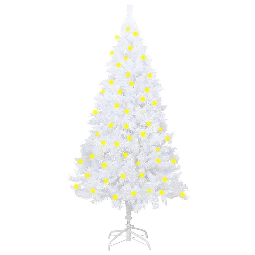 VidaXL 6' White Artificial Christmas Tree with LED Lights & Stand Image