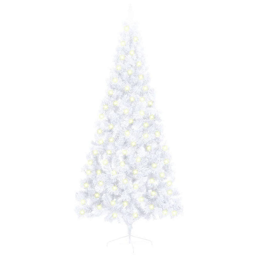 VidaXL 6' White Artificial Half Christmas Tree with LED Lights & Stand Image