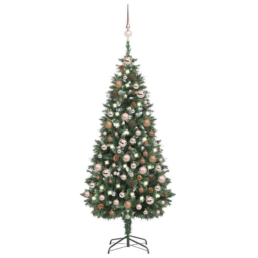 VidaXL 6' White/Green Artificial Christmas Tree with LED Lights & 28pc ...