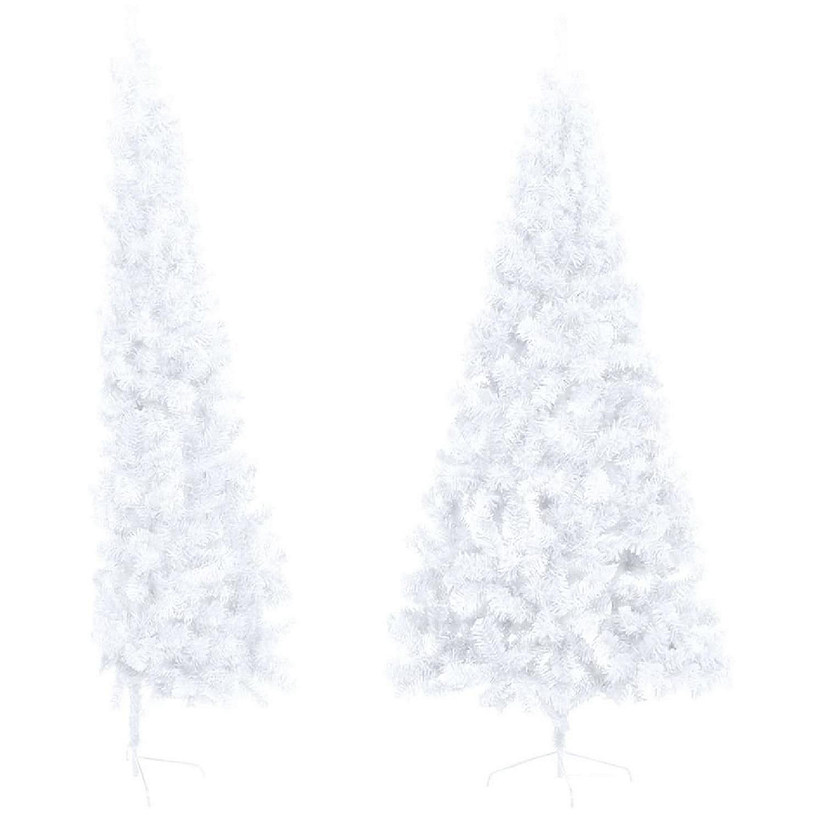 vidaXL 6' White PVC Artificial Half Christmas Tree with Stand Image