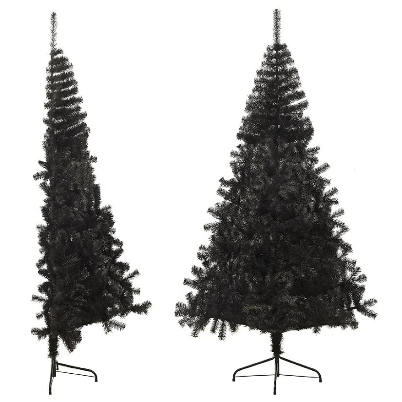 VidaXL 7' Black PVC/Steel Artificial Half Christmas Tree with Stand