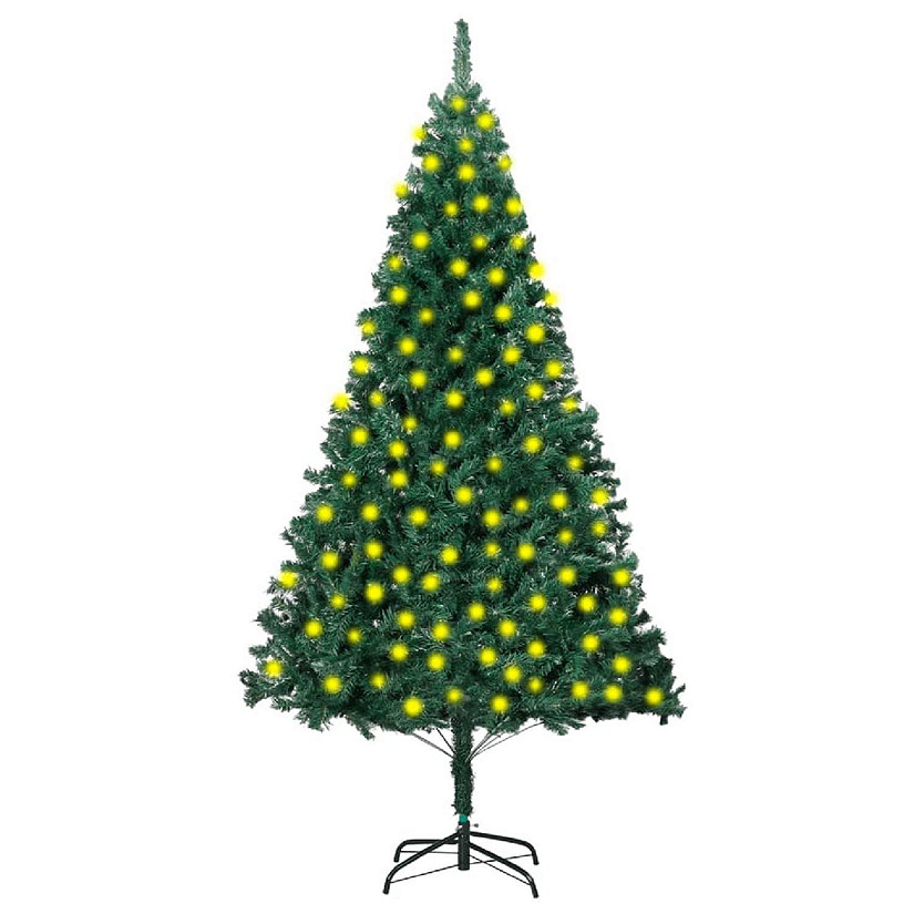 VidaXL 7' Green Artificial Christmas Tree with LED Lights & Thick