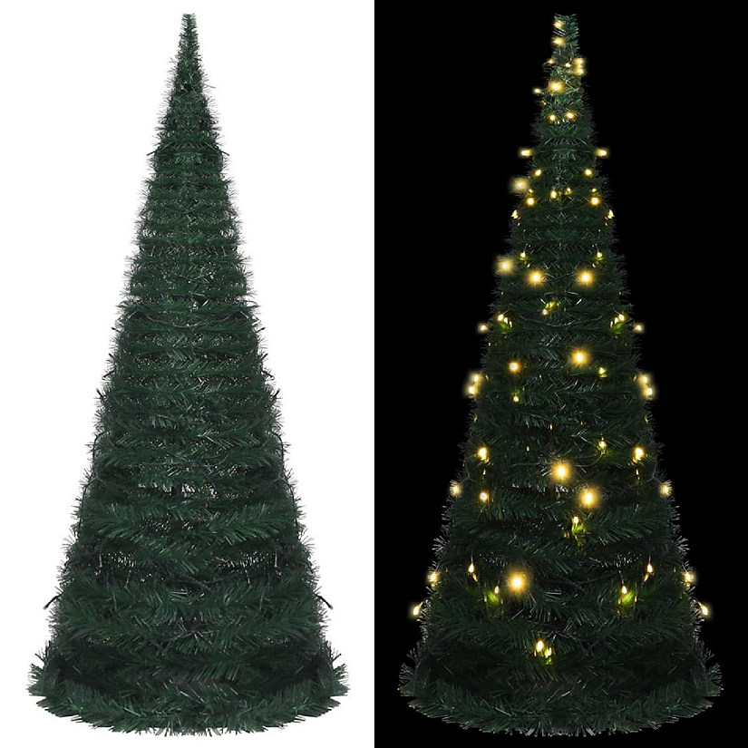 vidaXL 7' Green Pop-up String Artificial Christmas Tree With LED Lights Image