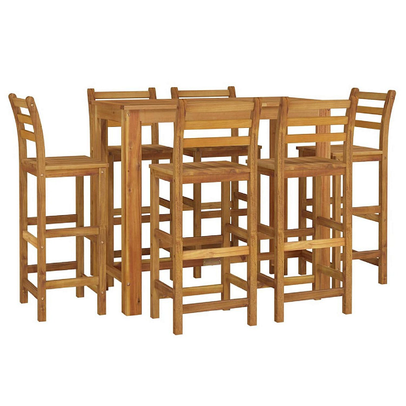 vidaXL 7 Piece Patio Bar Set Solid Wood Acacia Image