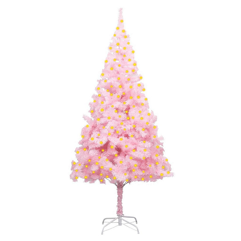 VidaXL 7' Pink Artificial Christmas Tree with LED Lights & Stand Set Image
