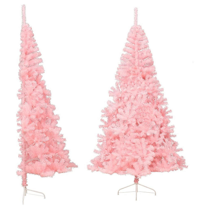 VidaXL 7' Pink PVC/Steel Artificial Half Christmas Tree with Stand Image