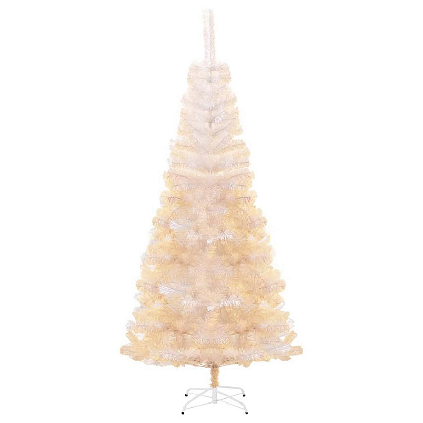 vidaXL 7' White Artificial Christmas Tree with Iridescent Tips