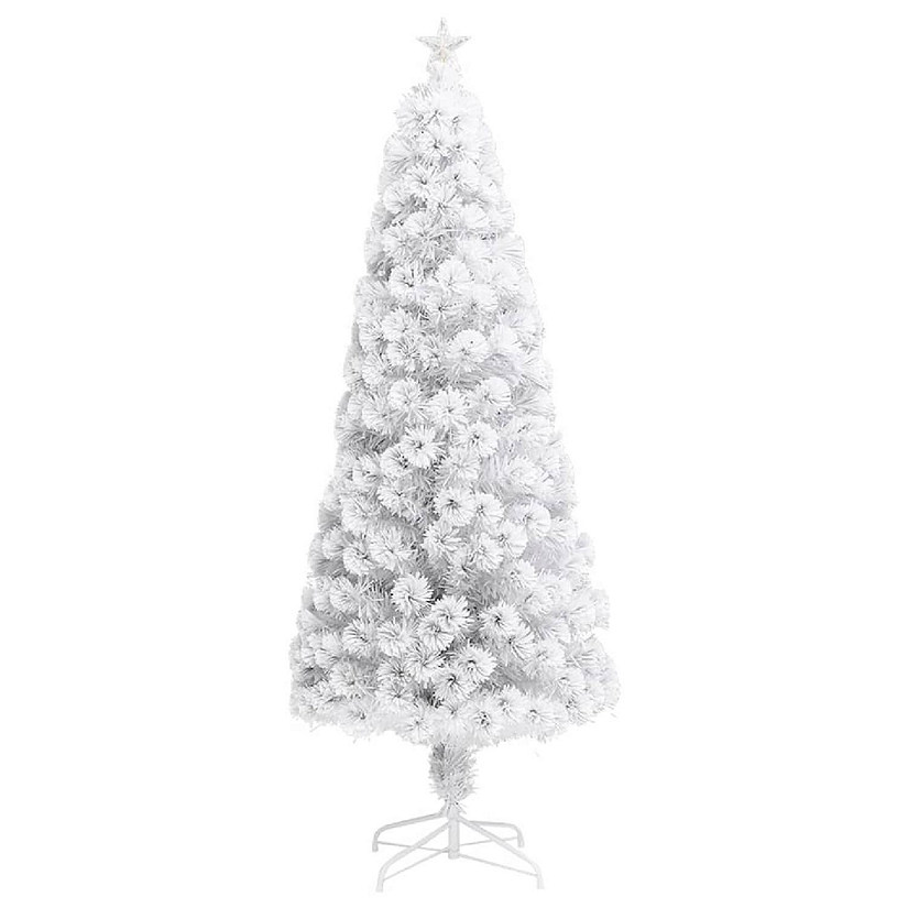 VidaXL 7' White Fiber Optic Artificial Christmas Tree with LED Lights Image