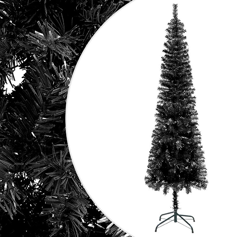 vidaXL 8' Black Slim Christmas Tree Image