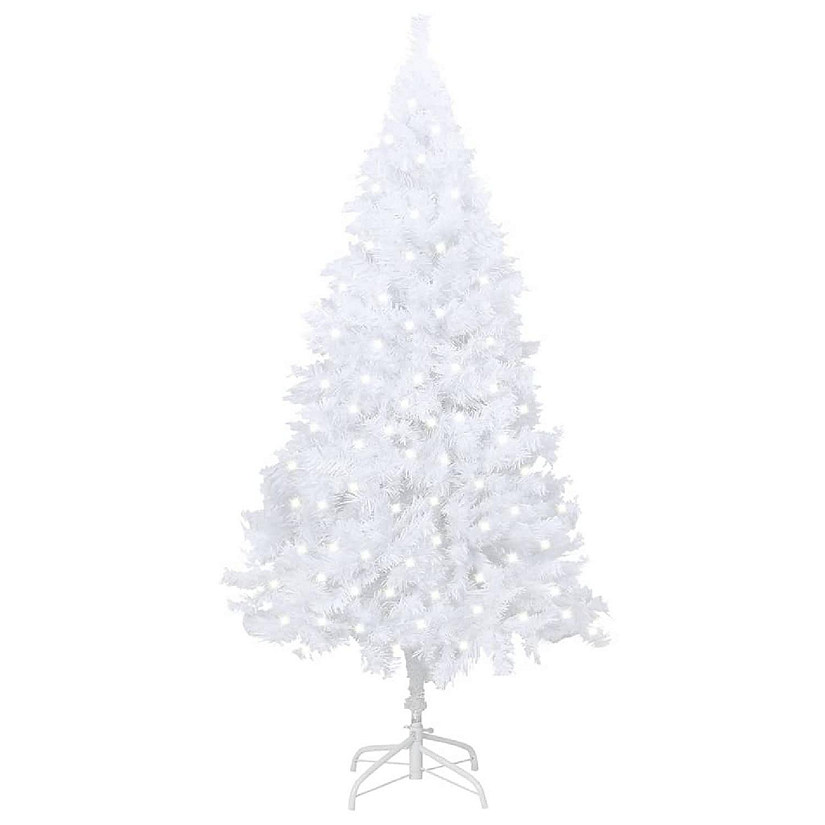 VidaXL 8' White Artificial Christmas Tree with LED Lights & Thick Branches Set Image