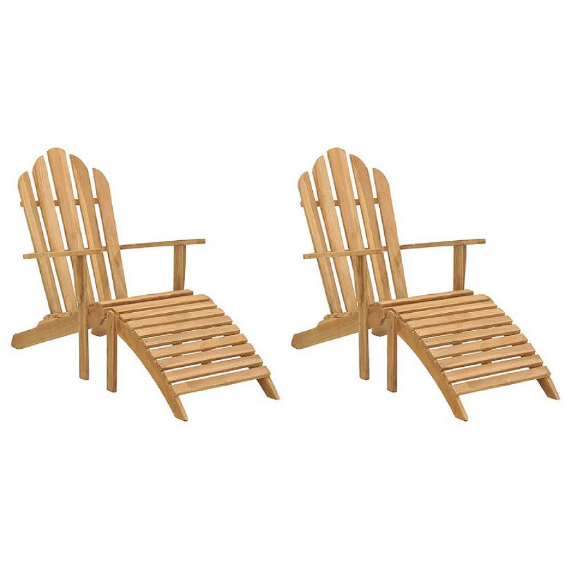 vidaXL Adirondack Chairs with Footrests 2 pcs Solid Wood Teak Image