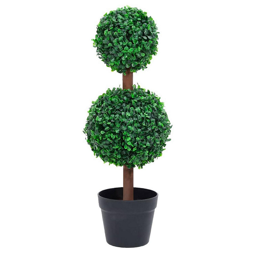 vidaXL Artificial Boxwood Plant with Pot Ball Shaped Green 23.6" Image