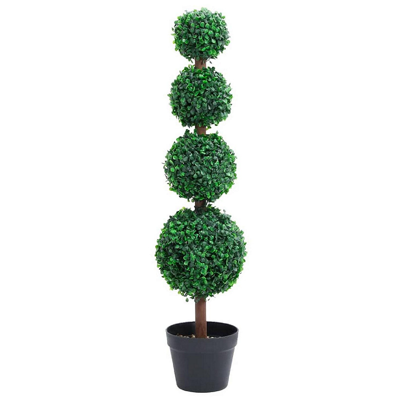 vidaXL Artificial Boxwood Plant with Pot Ball Shaped Green 35.4" Image
