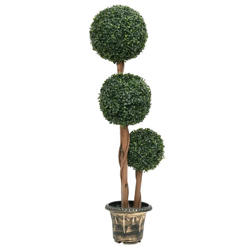 vidaXL Artificial Boxwood Plant with Pot Ball Shaped Green 46.9" Image