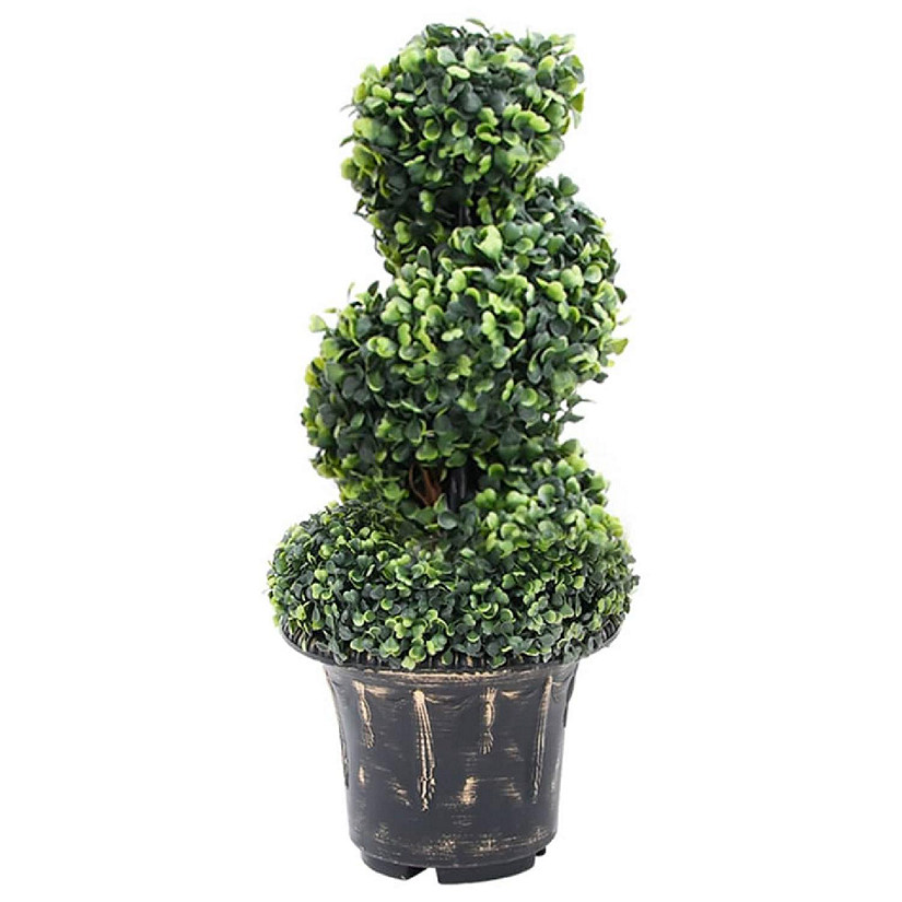 vidaXL Artificial Boxwood Spiral Plant with Pot Green 23.2" Image