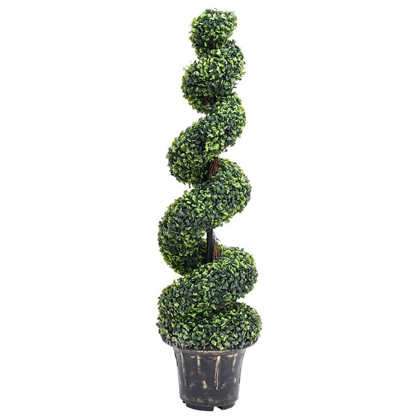 vidaXL Artificial Boxwood Spiral Plant with Pot Green 46.1" Image