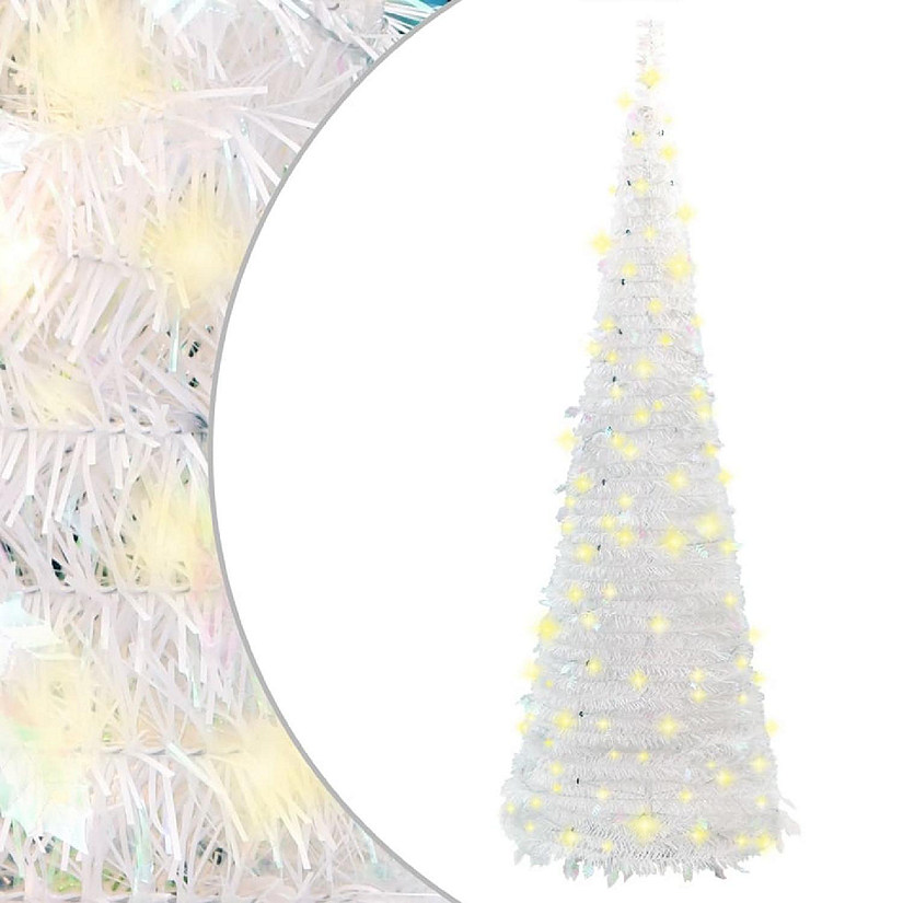 vidaXL Artificial Christmas Tree Pop-up 100 LEDs White 59.1" Image