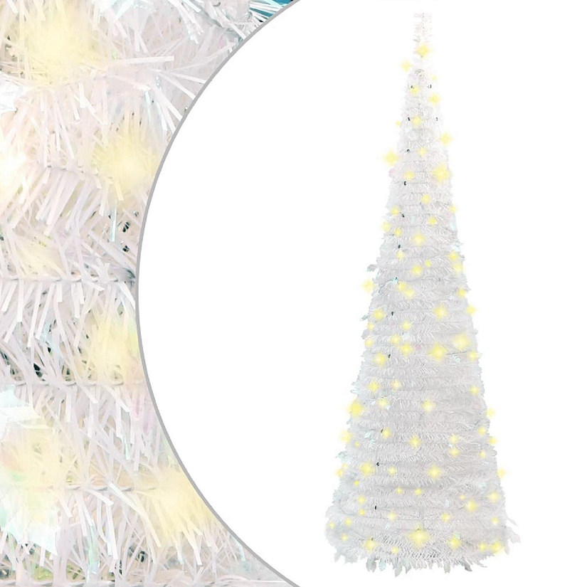vidaXL Artificial Christmas Tree Pop-up 200 LEDs White 82.7" Image