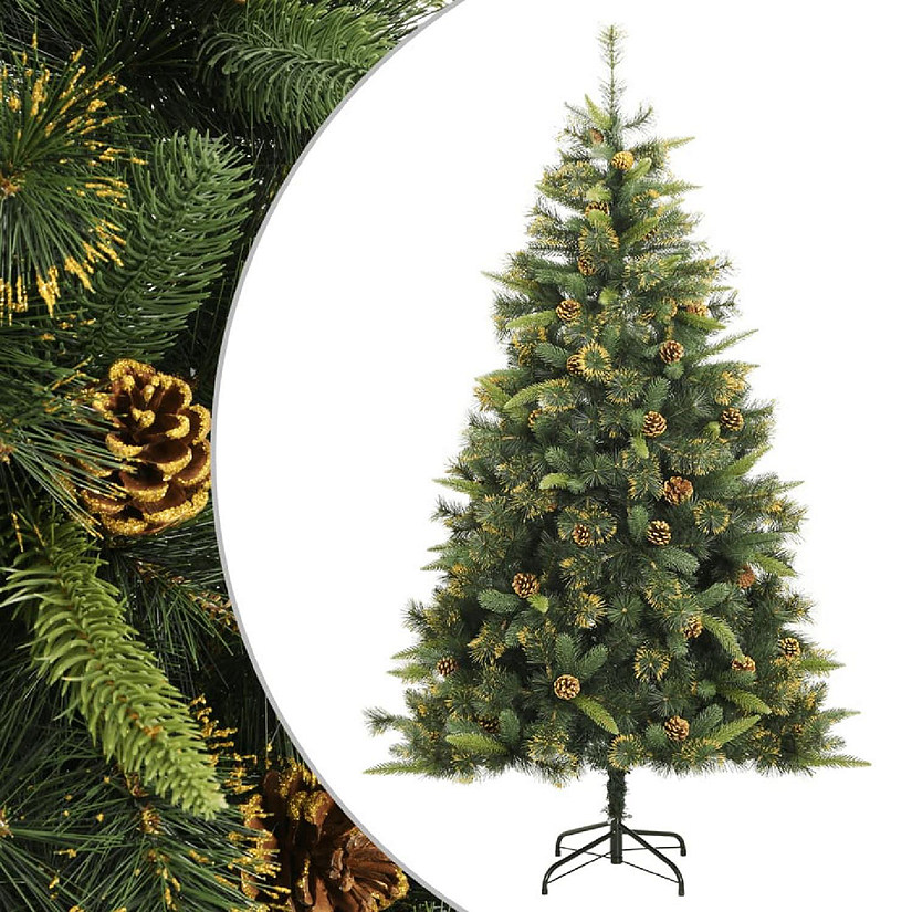 vidaXL Artificial Hinged Christmas Tree with Cones 70.9" Image