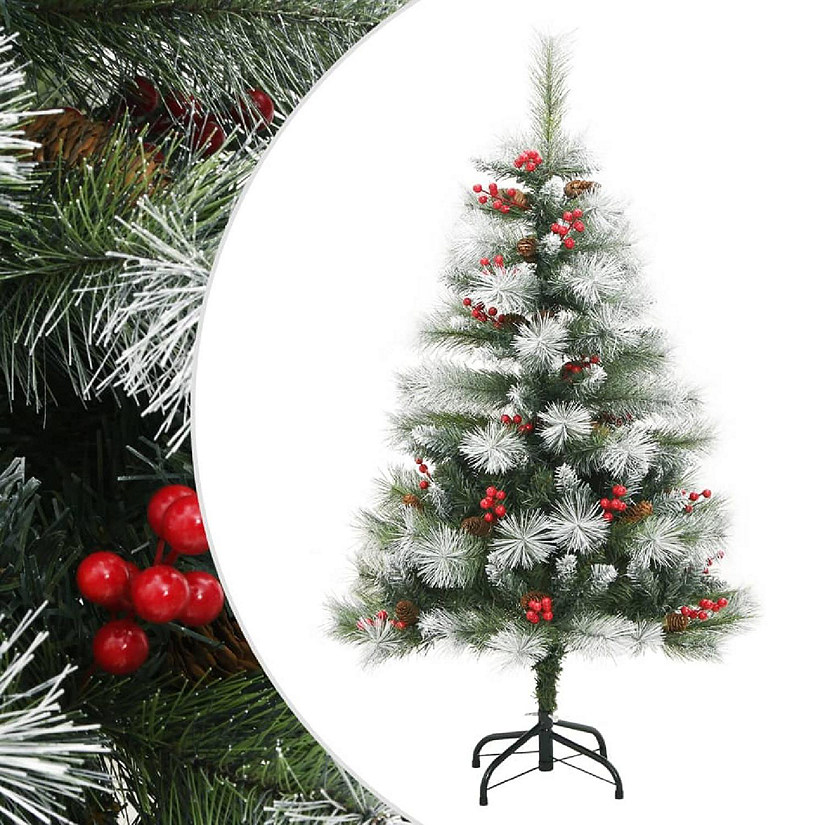 vidaXL Artificial Hinged Christmas Tree with Cones and Berries 47.2" Image