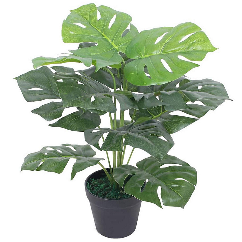 vidaXL Artificial Monstera Plant with Pot 17.7" Green Image