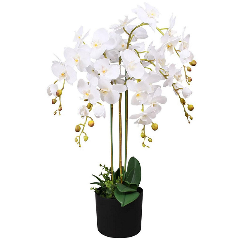 vidaXL Artificial Orchid Plant with Pot 29.5" White Image