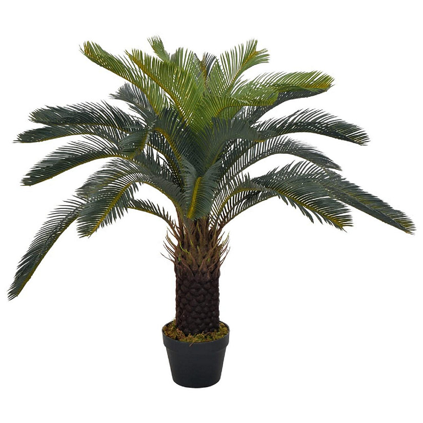 vidaXL Artificial Plant Cycas Palm with Pot Green 35.4" Image