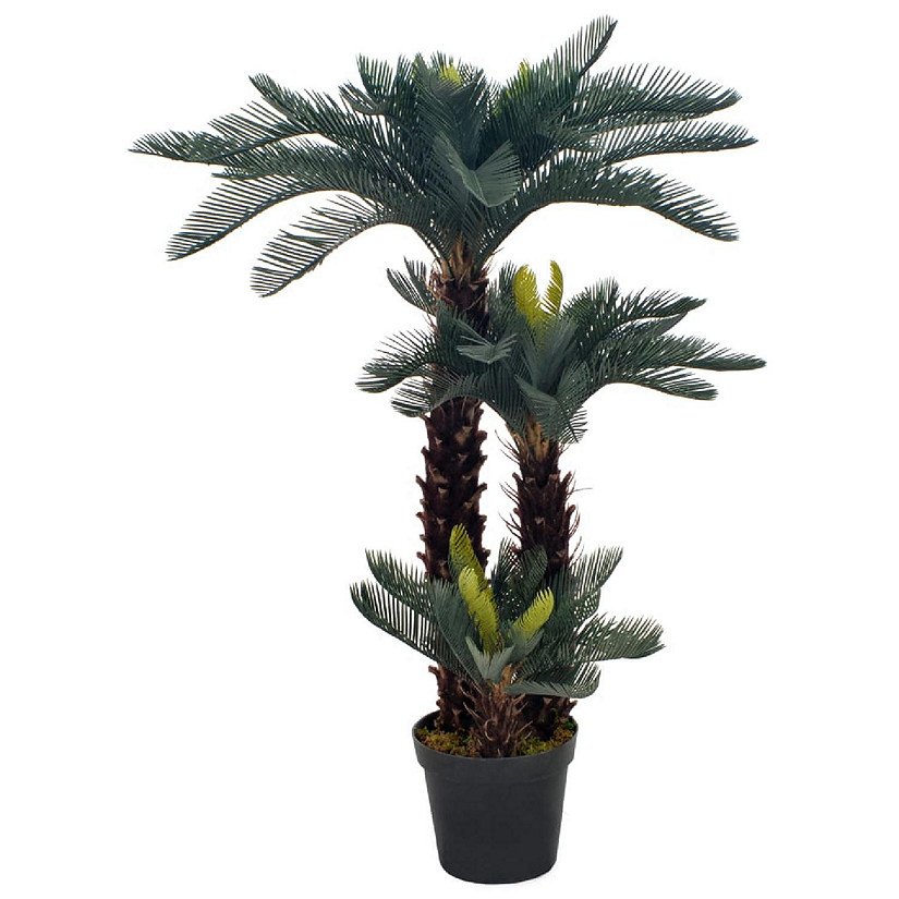 vidaXL Artificial Plant Cycas Palm with Pot Green 49.2" Image