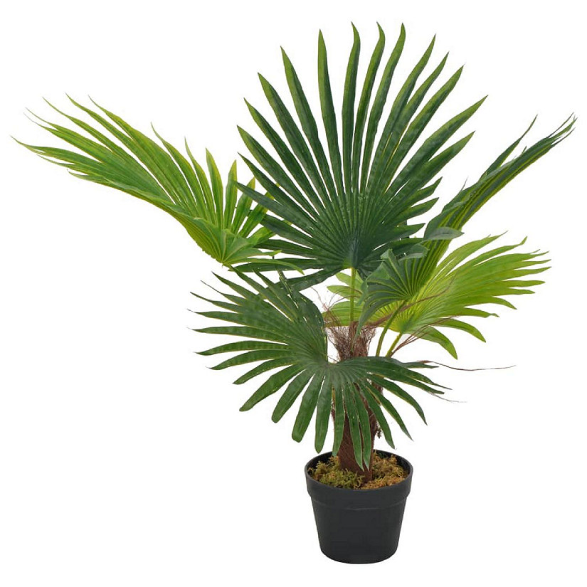 vidaXL Artificial Plant Palm with Pot Green 27.6" Image