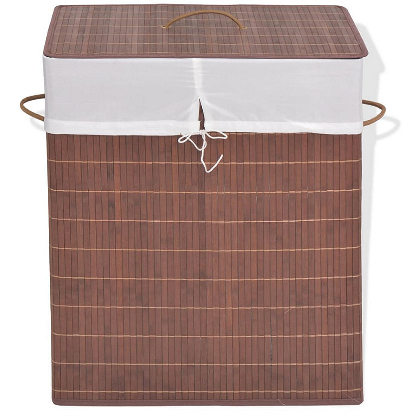 vidaXL Bamboo Laundry Bin Rectangular Brown Image