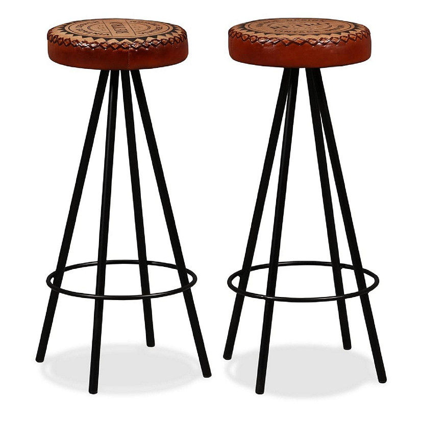 vidaXL Bar Stools 2 pcs Real Leather stool Image
