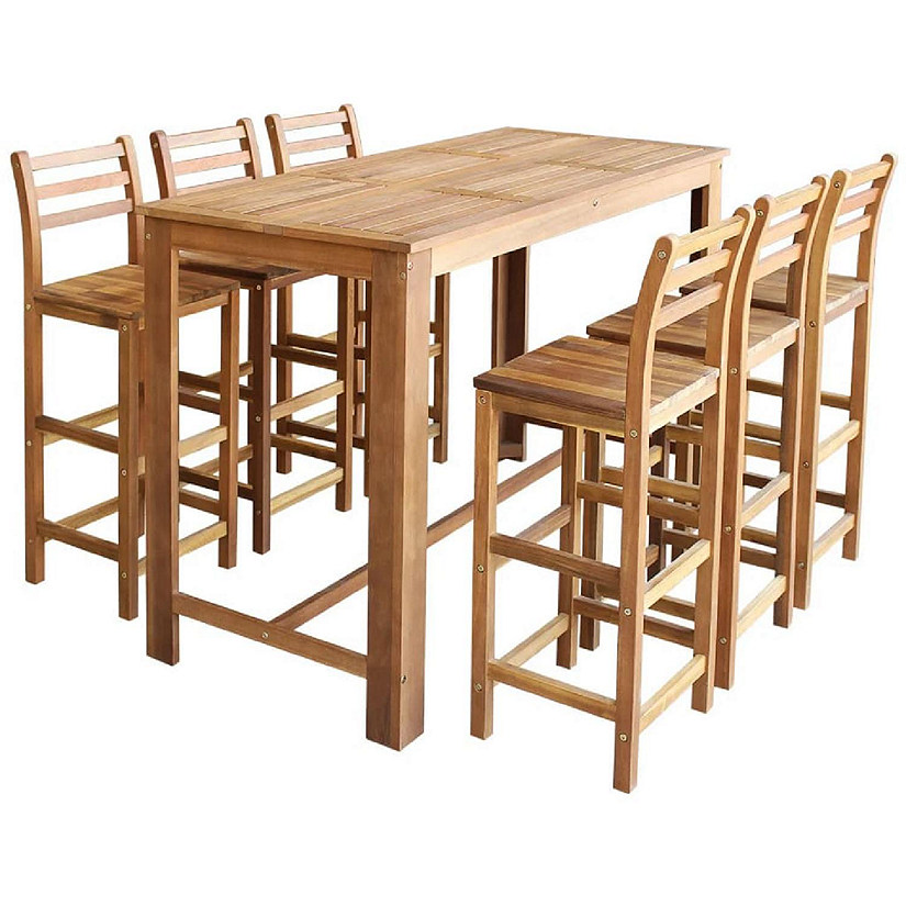 vidaXL Bar Table and Chair Set 7 Pieces Solid Acacia Wood Image