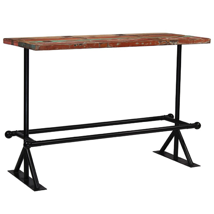 vidaXL Bar Table Solid Reclaimed Wood Multicolor 59.1"x27.6"x42.1" Image