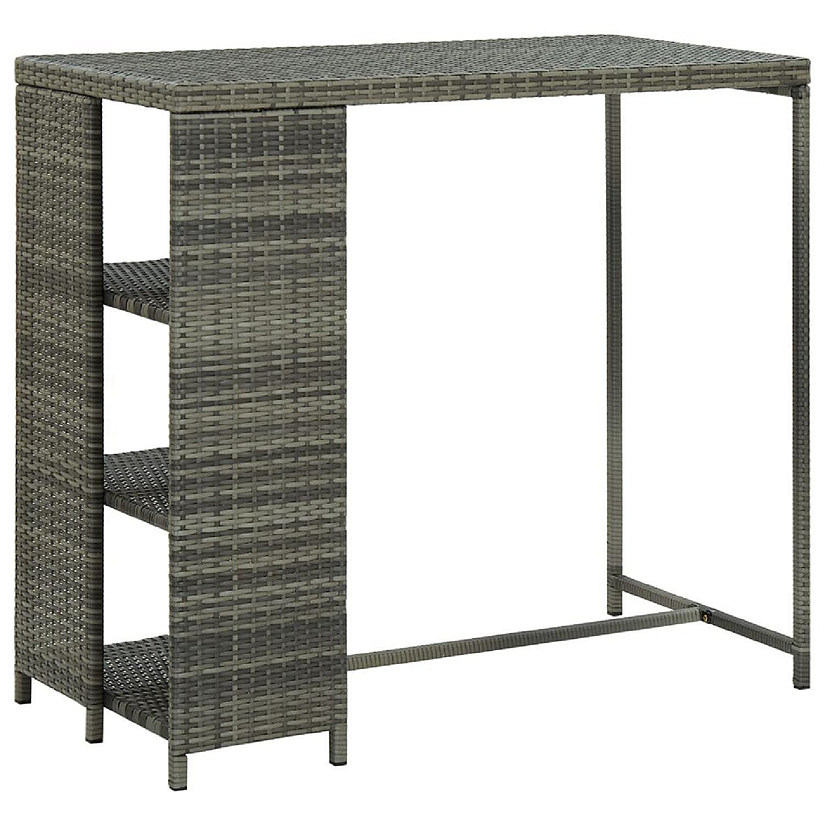 vidaXL Bar Table with Storage Rack Gray 47.2"x23.6"x43.3" Poly Rattan dining tables Image
