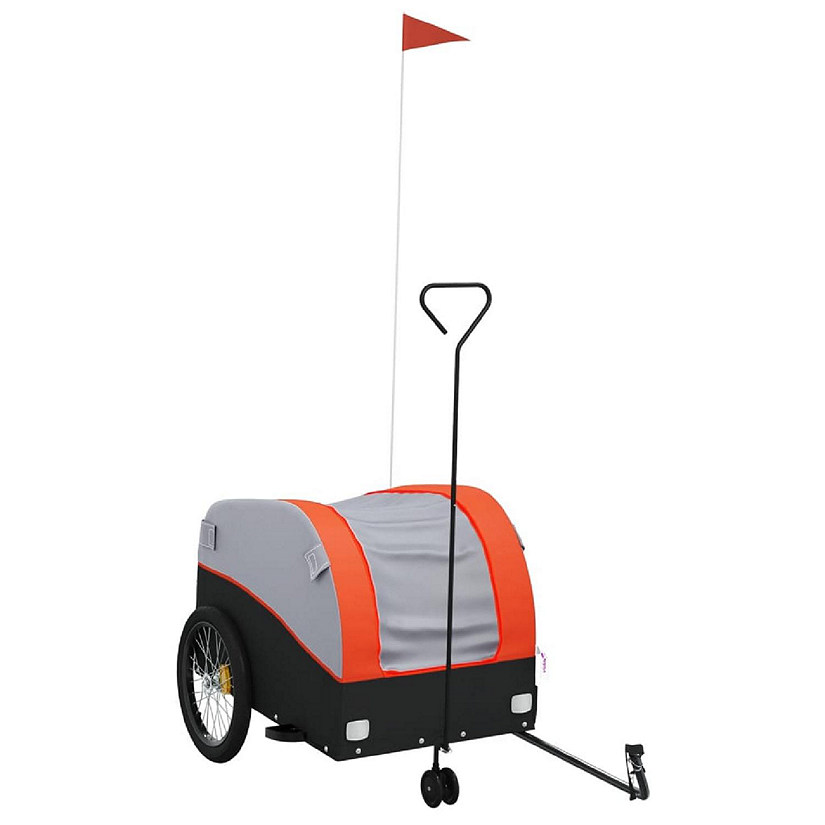 vidaXL Bike Trailer Black and Orange 99.2 lb Iron Image