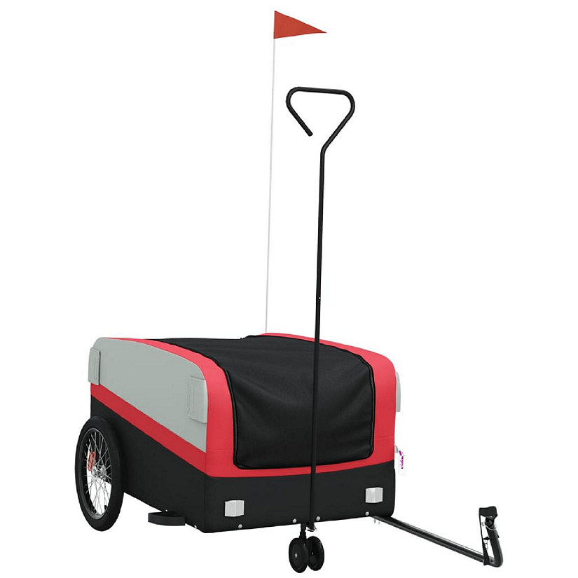 vidaXL Bike Trailer Black and Red 99.2 lb Iron Image