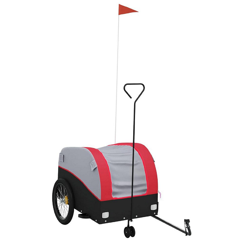 vidaXL Bike Trailer Black and Red 99.2 lb Iron Image