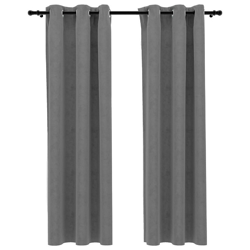 vidaXL Blackout Curtains with Rings 2 pcs Gray 37"x84" Velvet Image