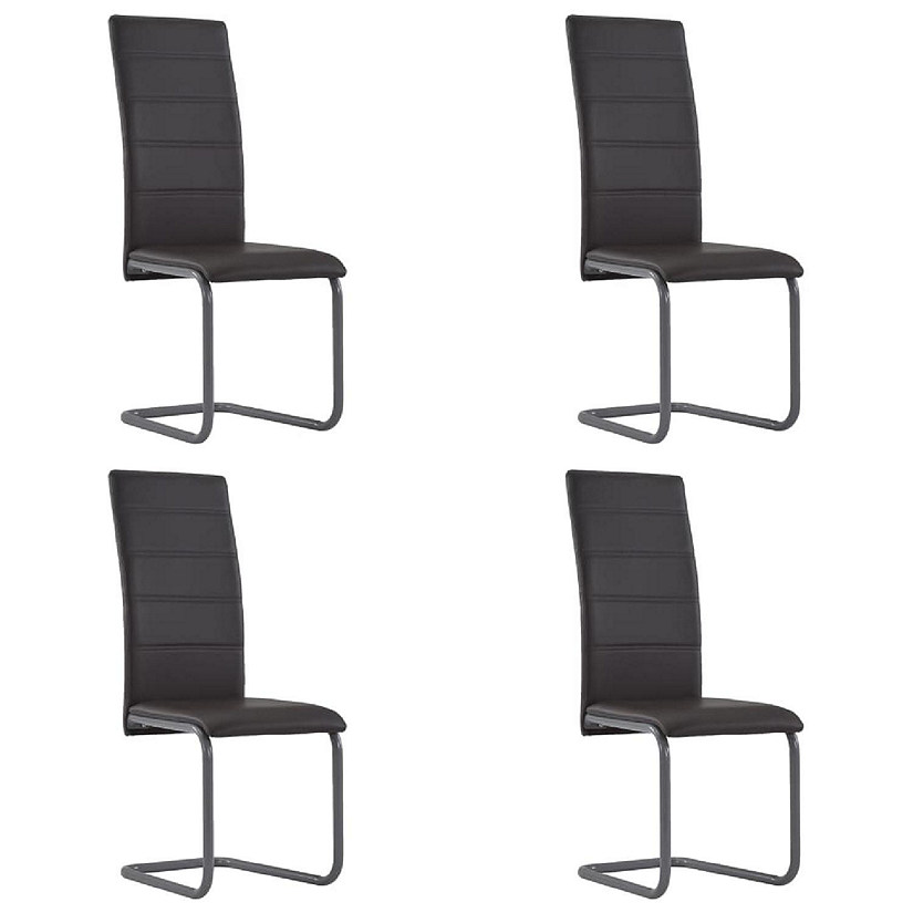 vidaXL Cantilever Dining Chairs 4 pcs Brown Faux Leather Image