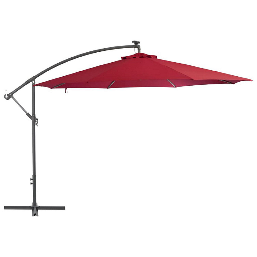 vidaXL Cantilever Umbrella with Aluminum Pole 137.8" Bordeaux Red Image