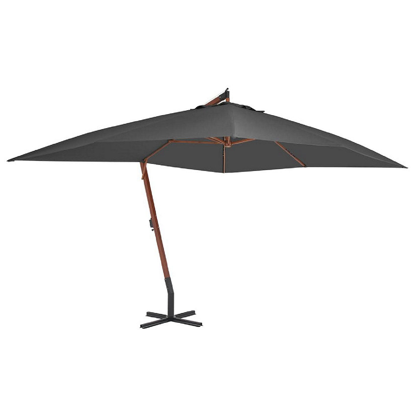 vidaXL Cantilever Umbrella with Wooden Pole 157.5"x118.1" Anthracite Image