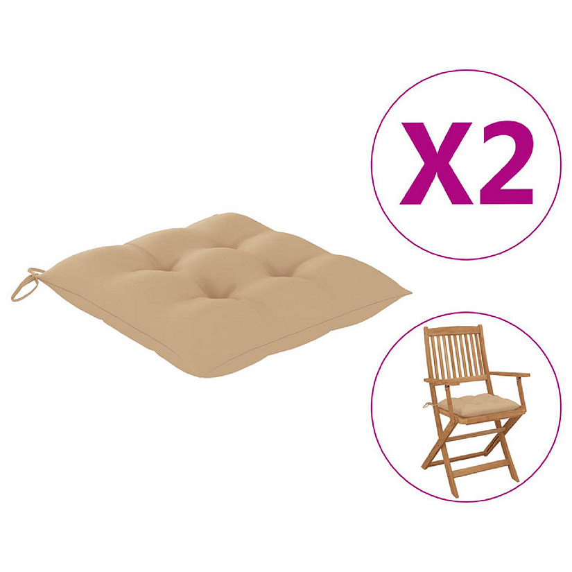 vidaXL Chair Cushions 2 pcs Beige 15.7"x15.7"x2.8" Oxford Fabric Image
